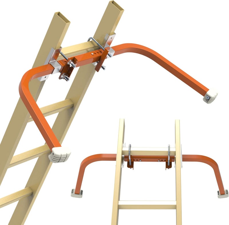 MY RUSTIC Ladder Stabilizer,Wing Span/Wall Extension Ladder Standoff Arms,Extension Ladder Accessory for Roof Gutter Guard,Heavy Duty Extension Ladder Stabilizer for Roof Ladders Gutter (Orange) - Image 1